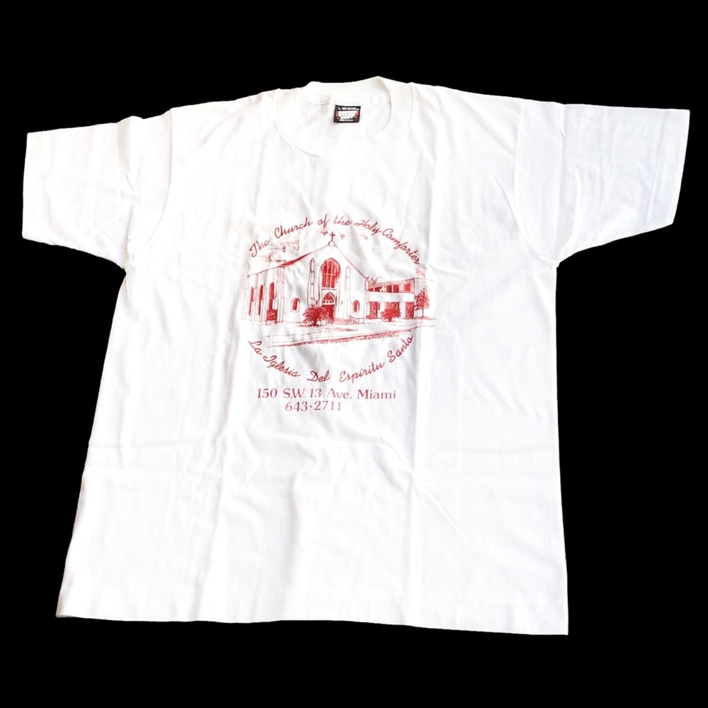 Vtg Screen Stars T-shirt Mens Size L Church Of The Holy Comforter 50/50 NWOT